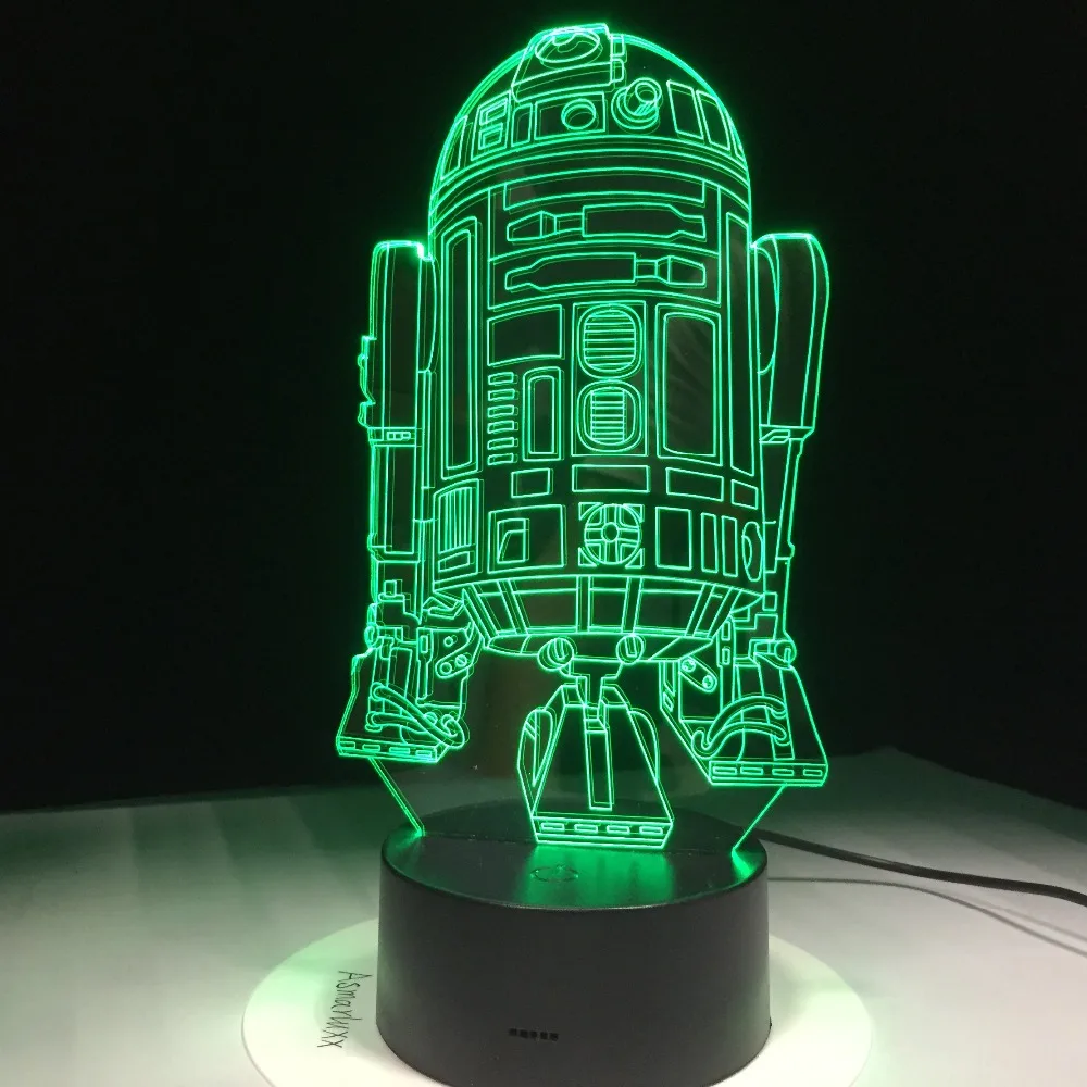 3D ночной Светильник Звездные войны Droid игрушка R2D2 светодиодный оптический