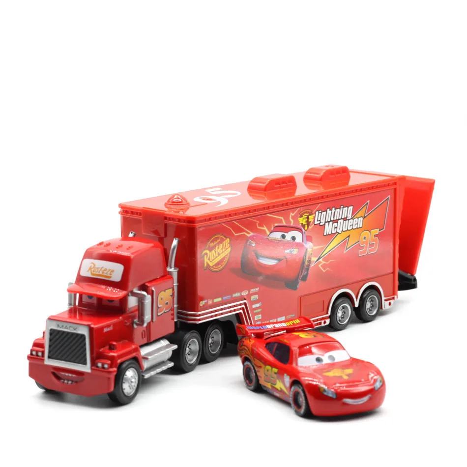 1 Disney Pixar тачки Mack Truck Mcqueen цыпленок Хикс дядюшка 1:55 литье под давлением металлический сплав пластик Модель игрушки автомобиль подарки для детей - Цвет: 1