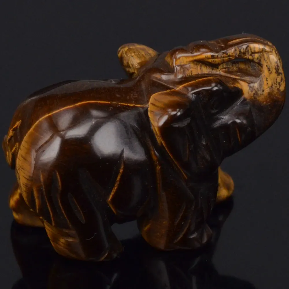 2 &quotнатуральный желтый тигровый глаз слон резная фигурка каменная чакра