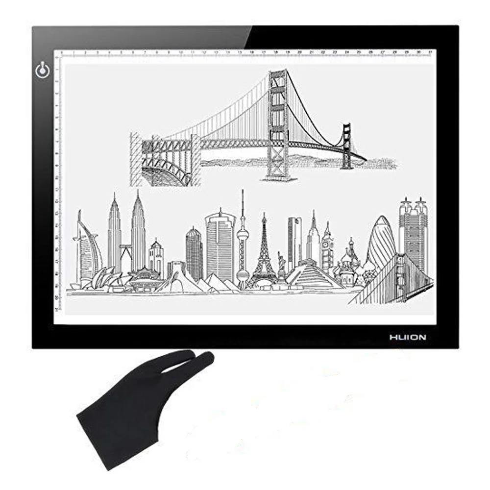 Huion L4S 17," светодиодный светильник 5 мм тонкий сенсорный яркость Графический USB анимация тату Трассировка доска с перчаткой рождественские подарки
