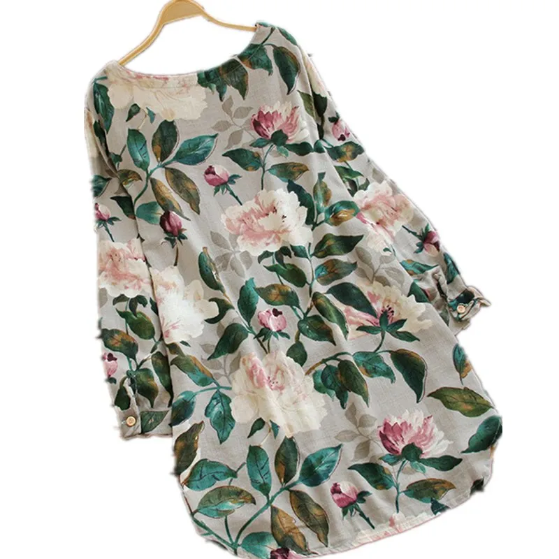 2017 женское винтажное цветочное свободное платье свободного кроя с длинным
