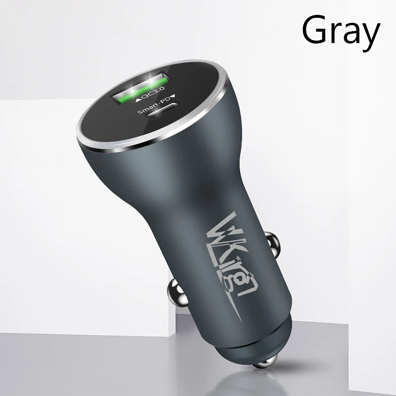 VVKing 36 Вт двойной USB Quick Charge 3,0 Автомобильное зарядное устройство для iPhone samsung huawei Xiaomi usb type-C PD быстрая зарядка автомобильное зарядное устройство для телефона - Тип штекера: Gray