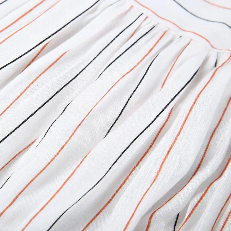 Летние Для женщин Элегантный в Вертикальную Полоску длинная рубашка платье