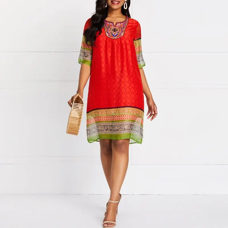 Chiffon Dresses Elegant Ethnic Style Office Lady Sexy Club Beach Simple Women Party Print Mesh Female Fashion Sweet Casual Dress | Женская