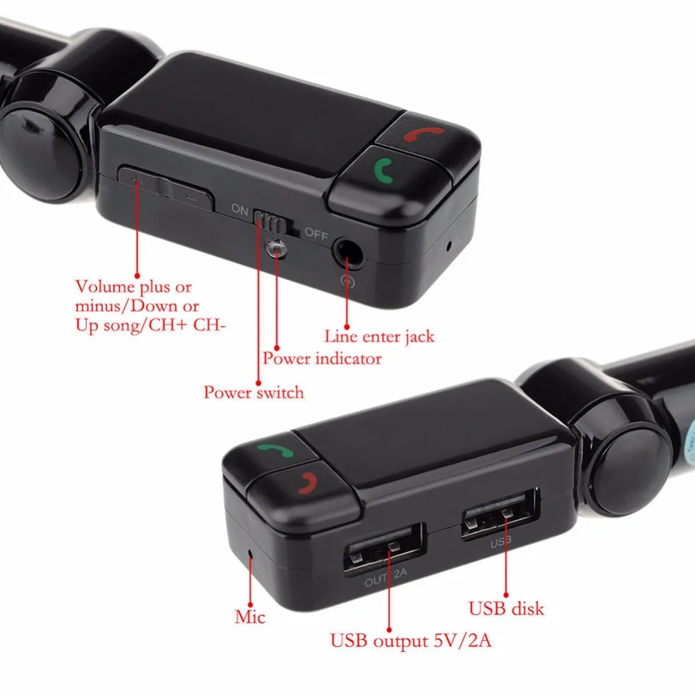 Fm передатчик громкой связи Bluetooth Автомобильный музыкальный комплект