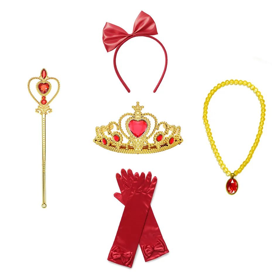 6PCS Accessories Нарядный сказочный костюм Белоснежки для девочек, платье Детские вечерние бальные платья принцессы для костюмированной вечеринки, Детская Карнавальная одежда для ролевых игр - Цвет: 6PCS Accessories