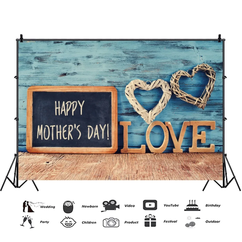 Laeacco Chalkboard Wall Happy Mother's Day Love Heart Baby Scene Photographic Background Photography Backdrops For Photo Studio |