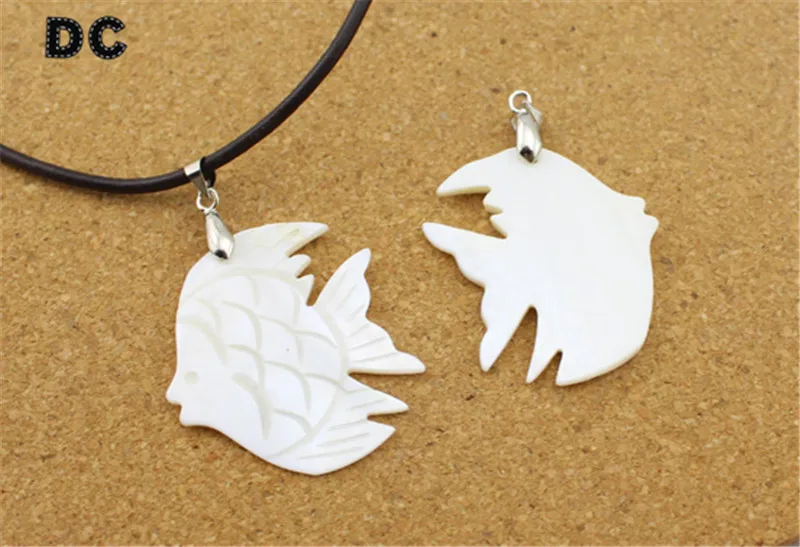 DC 1pcs/lot Cute shell Pendant Charms 30*47mm White Fish Shape for Necklace DIY Jewelry Making Findings Accessories | Украшения и