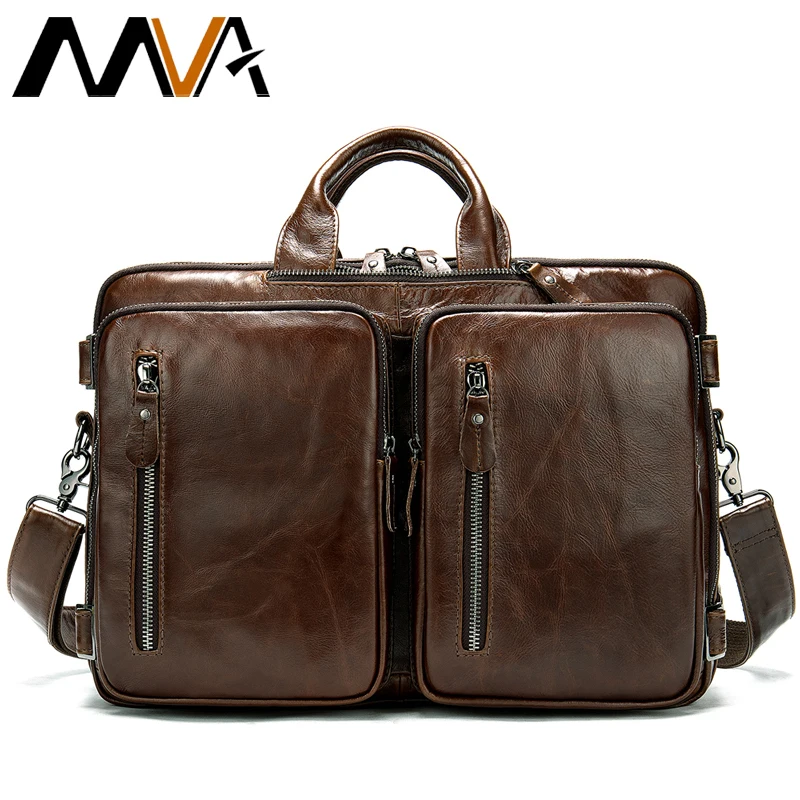 

MVA Messenger Bag Men Genuine Leather Briefcase Messenger Bag Men's Shoulder Bag Large Capacity Vintage Computer Laptop Bags 432