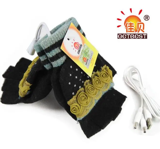 Зимние теплые двухсторонние перчатки с подогревом usb разъемом очень тянущиеся