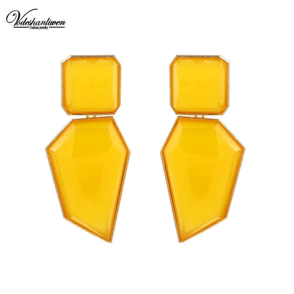 Vodeshanliwen Fashion Brand Transparent Geometric Crystal Big Earrings For Women New za Statement Dangle Accessories | Украшения и