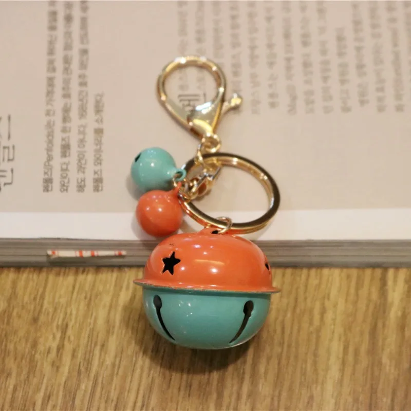 Fashion Stitching Color Metal Bell Key Ring Men and Women Bag Pendant Anti-theft Ornaments Accessories Car Keychain Keyring | Украшения и