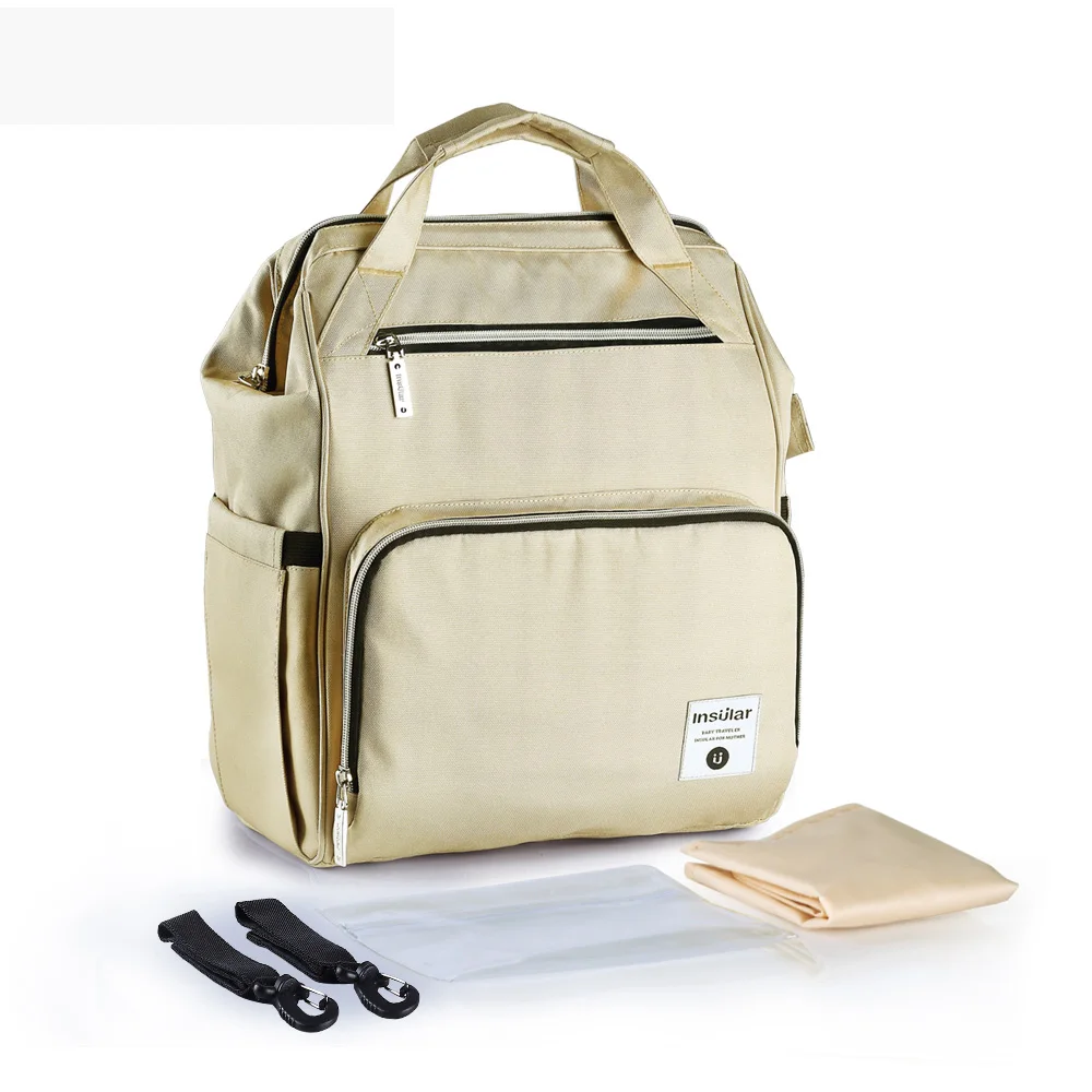 Khaki Insular бренд Мумия Материнство Многофункциональный рюкзак из узорчатой ткани детские подгузники рюкзак коляска сумка дизайнерская сумка для кормления - Цвет: Khaki