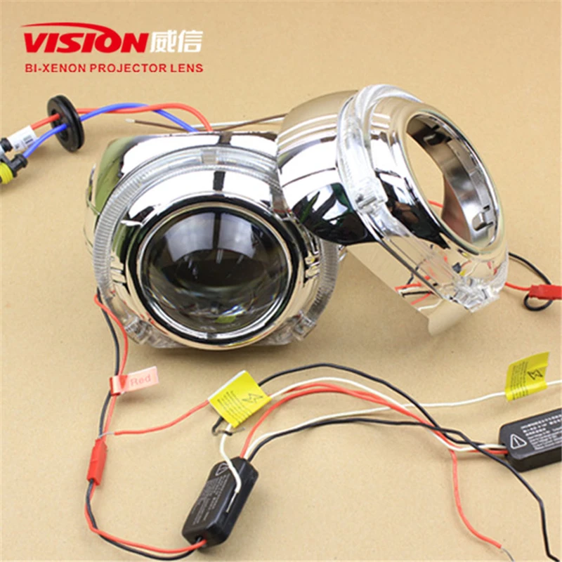

Free Shipping IPHCAR LHD/RHD White Angel Halo Mini Projector Lens for H4 H7 Headlight without H1 Xenon Bulb and Ballast