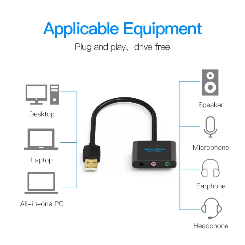 Vention USB звуковая карта внешняя аудио Карта мм 3 5 адаптер для наушников Звуковая