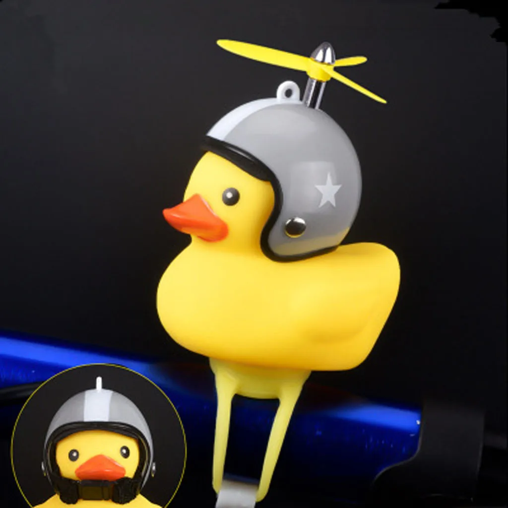 1pc Cartoon Yellow Silica Little Duck Helmet Head Bicycle Light Shining Mountain Bike Handlebar Bell Accessories | Спорт и