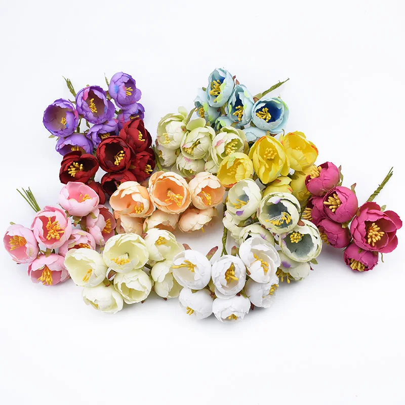 6 шт. Скрапбукинг stamen декоративные цветы венки розы DIY Подарочная коробка