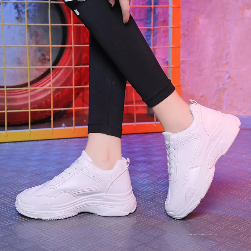 Whites Sneakers Women Casual Shoes Fashion Summer Breathable PU Leather Platform Trainers Chaussure Femme | Обувь