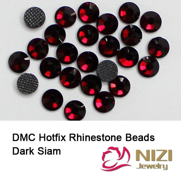 

Fashion DMC Dark Siam Hotfix Rhinestones Round Flatback Glue Backing Iron On Glass Crystal And Stones For Garments Accessories