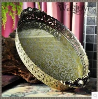 34 5x20 5cm oval embossed bronze silver metal serving tray storage tray for fruit hotel restaurant home decoration ft041