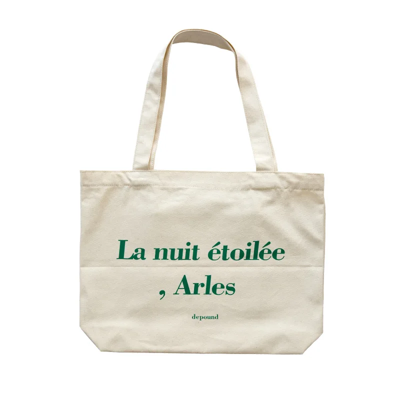 Arles Женская Холщовая Сумка из хлопчатобумажной ткани, Эко сумки на плечо с буквенным принтом, повседневная сумка-тоут, Женская литературная сумка Arles, сумка для покупок для девочек - Цвет: Arles