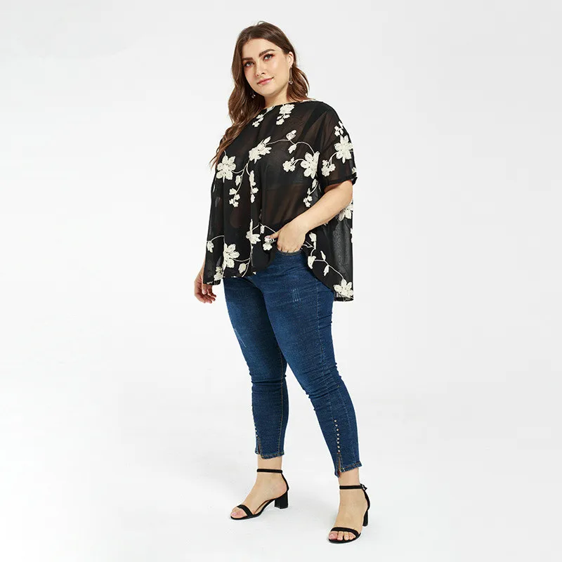 New women's Shirt Spring And Summer women blouses Loose Personality Large Size Print Simple Lace womens tops and |