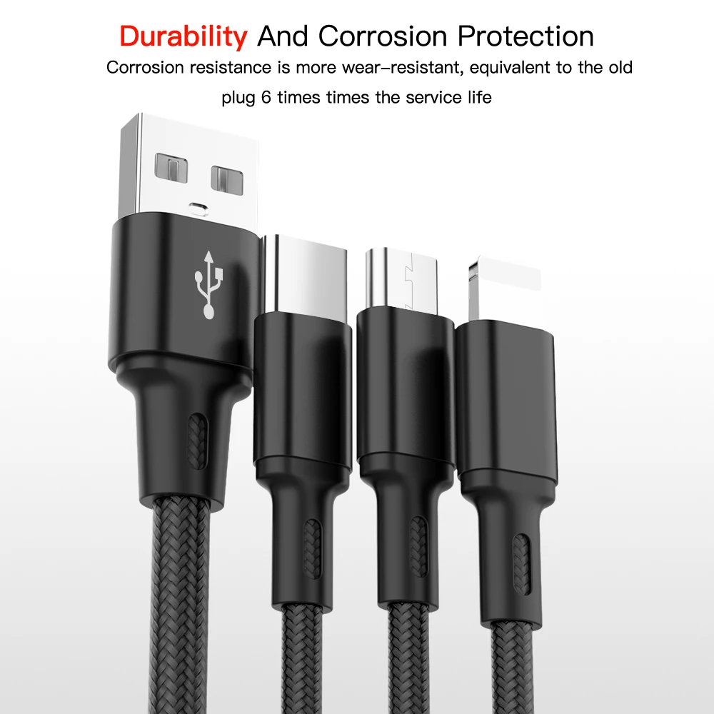USB кабель для передачи данных для iPhone XS X 8 7 6 быстрая зарядка Зарядное устройство 3 в 1 микро USB кабель для Android USB Type C мобильные телефонные кабели для Samsung S9
