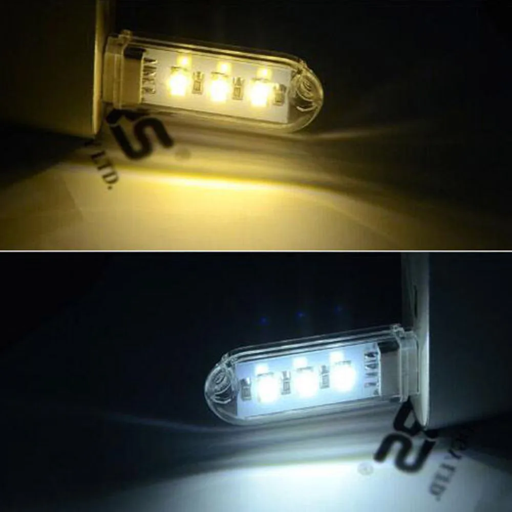 10 шт./лот мини USB лампа для книг 3 светодиода энергосберегающий ночник
