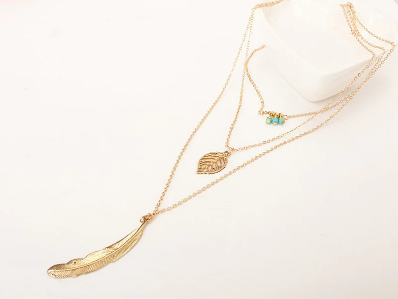 Btuamb Boho Seed Beads Hollow Leaves Lone Feather Necklaces for Women Jewelry Hot Sale Multi Layer Statement Pendants | Украшения и