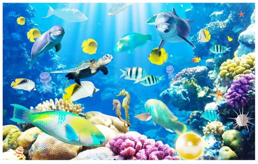 Пользовательские фото обои для стен 3 d фрески морское существо морской мир