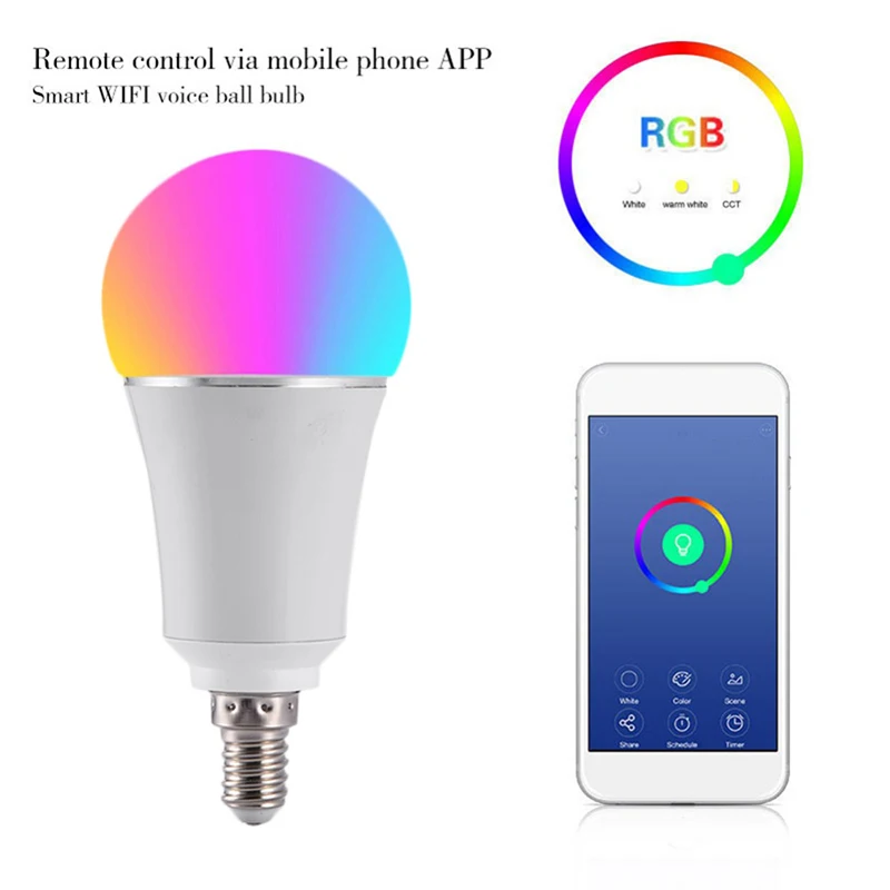 7 Вт беспроводная WiFi умная Светодиодная лампа E14 RGB поддержка Alexa Google Home Голосовое