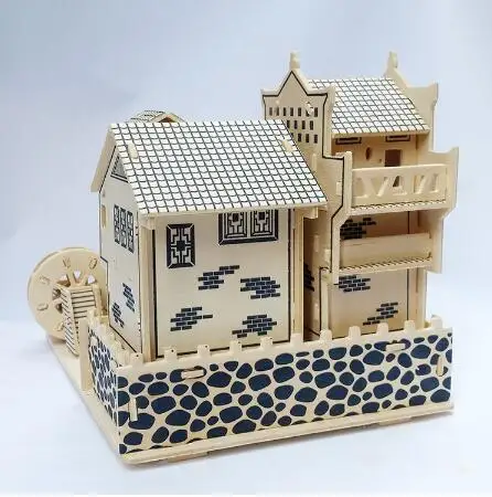 Деревянная 3D модель здания игрушка подарок пазл ручная работа сборная игра