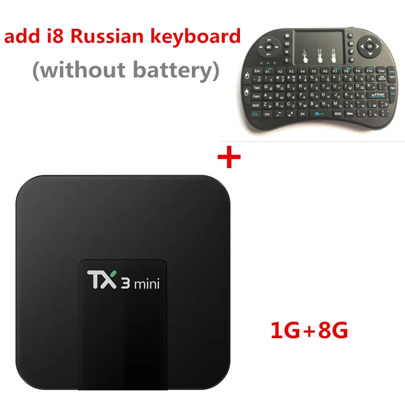 Wechip TX3 Мини Android 7,1 Смарт ТВ приставка 1 ГБ/2 ГБ 16 ГБ Amlogic S905W четырехъядерный процессор поддержка H.265 4K медиаплеер PK H96 PRO ТВ приставка - Цвет: 1G8G add RU i8