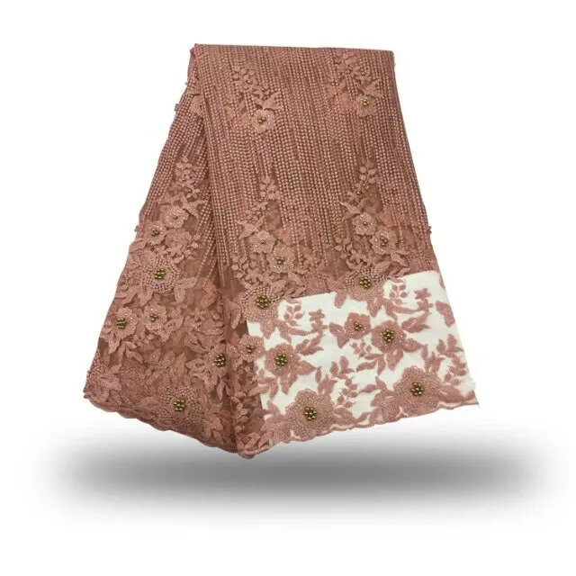 Королевский синий африканский тюль кружевной ткани с бисером последние