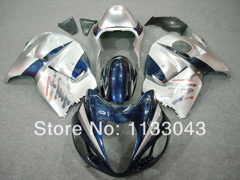 

7gifts For SUZUKI Hayabsa GSXR1300 GSX-R1300 Silver Blue GSXR 1300 96 97 98 99 00 01 02 03 04 05 06 07 Fairing