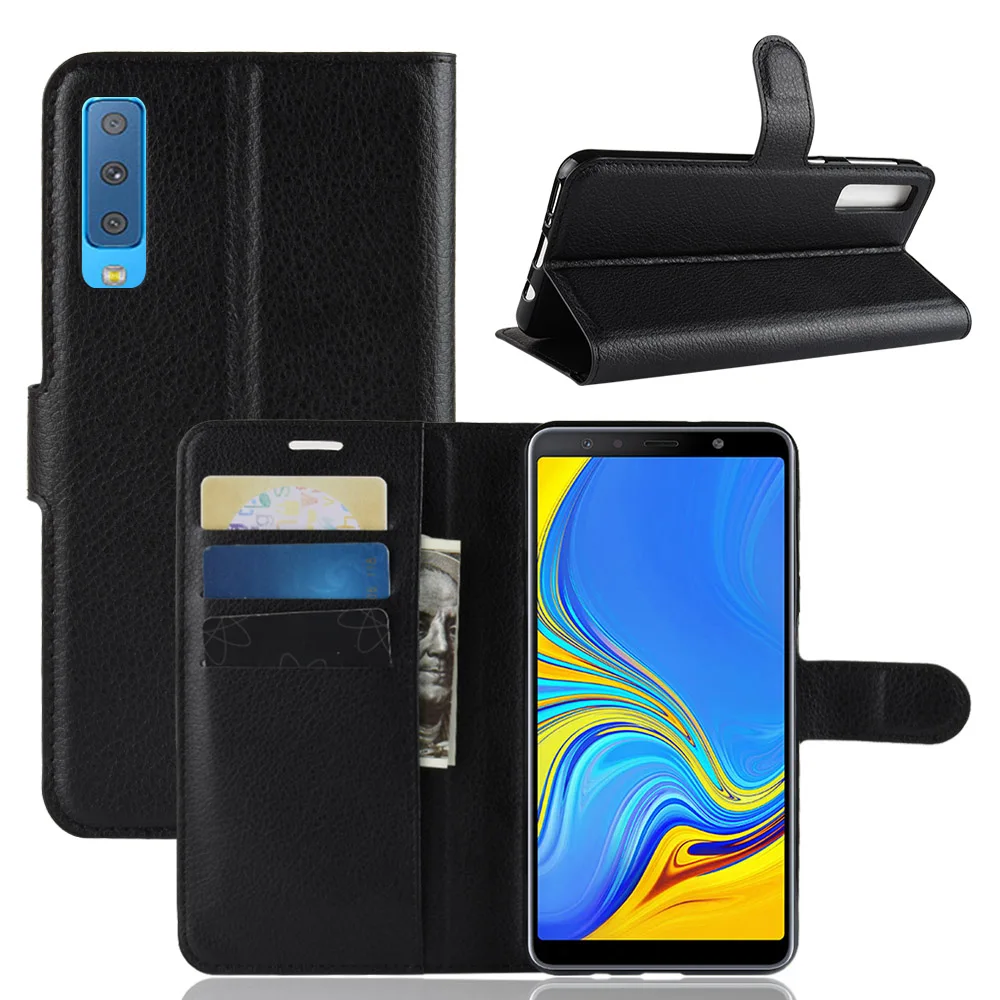Чехол бумажник с отделением для карт чехлы телефонов Samsung Galaxy A7 2018 2017 A720F 2016 A710F A700F