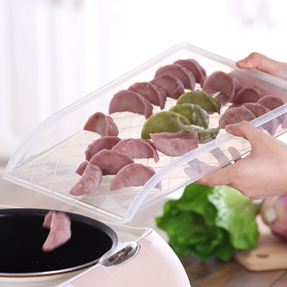 Прозрачная домашняя кухонная коробка для хранения замороженных пельменей, лоток для хранения свежих продуктов, кухонный инструмент