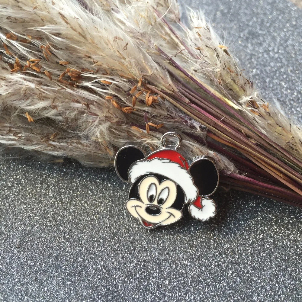 20 шт мультфильм a01 голова красные рождественские шляпы эмаль металлические