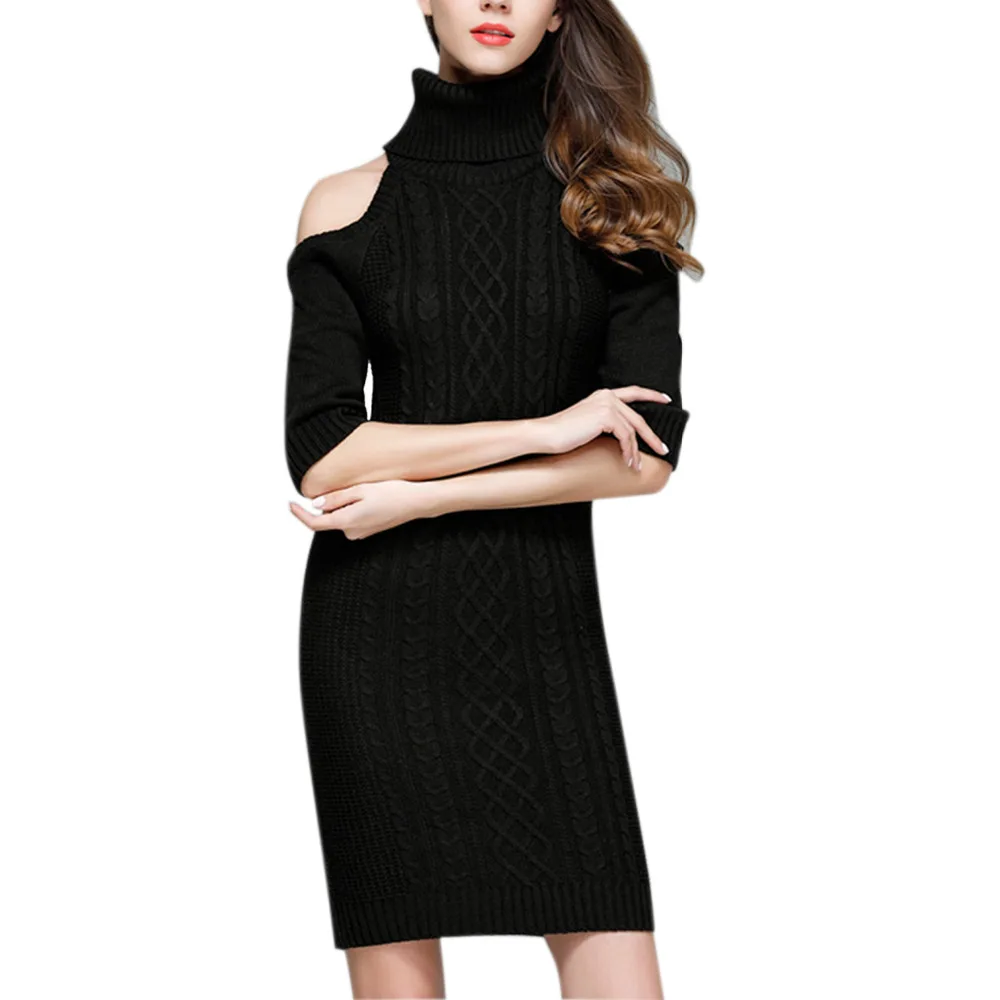 Lisli Женская водолазка с рукавом 3/4 knittedsweaters пикантные открытыми плечами вязаный