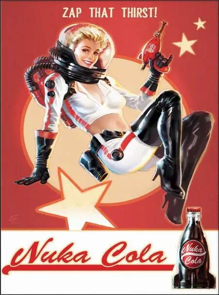 Выпадающий шелк Nuke Cola плакат декоративной живописи 24x36 дюймов | Дом и сад