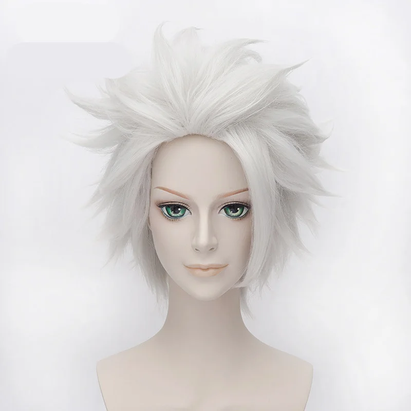 BLEACH Hitsugaya Toushirou парик короткие серебристо белый слоистый пушистый тепла из фибры
