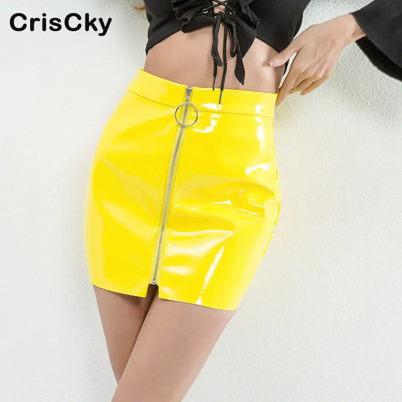 CRISCKY 2019 Высокая Талия пикантные вечерние юбки женские молнии Империя Лето мини из