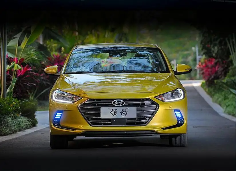 1 компл. Бампер головной светильник для hyundai Elantra Дневной светильник~ 2018y автомобильные аксессуары светодиодный DRL налобный фонарь для Elantra противотуманный светильник