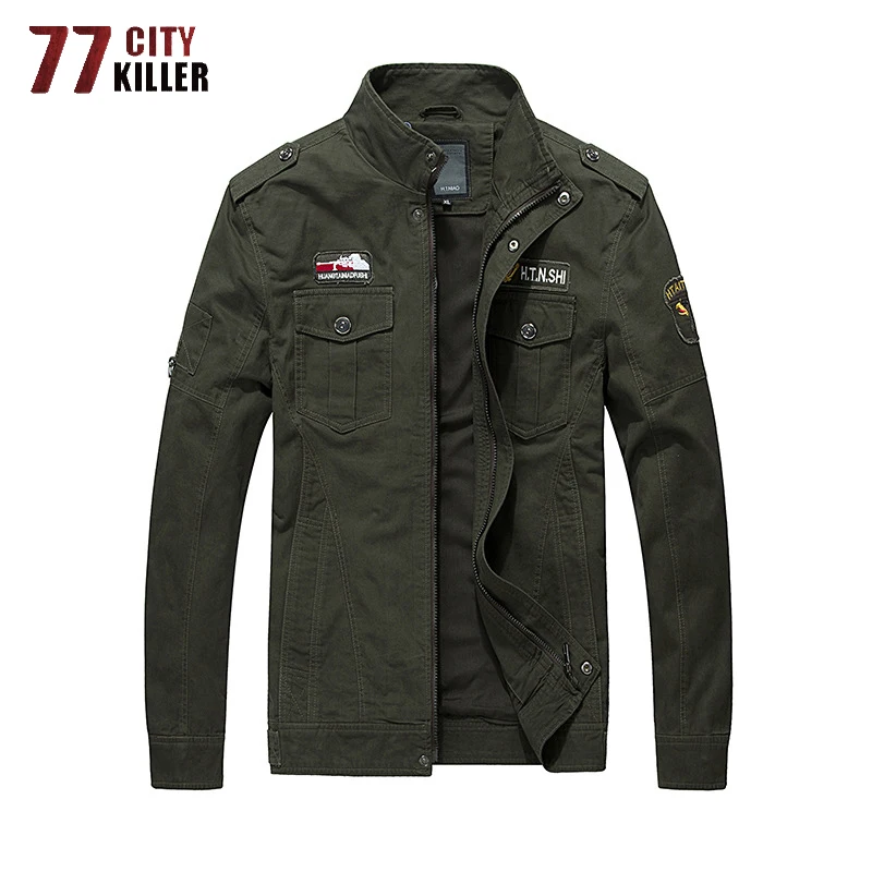 

77City Killer New 2020 Military Jacket Men Fashion Badge Air Force Flight Jackets Male Army Tactical Mens Coat Jaqueta masculina