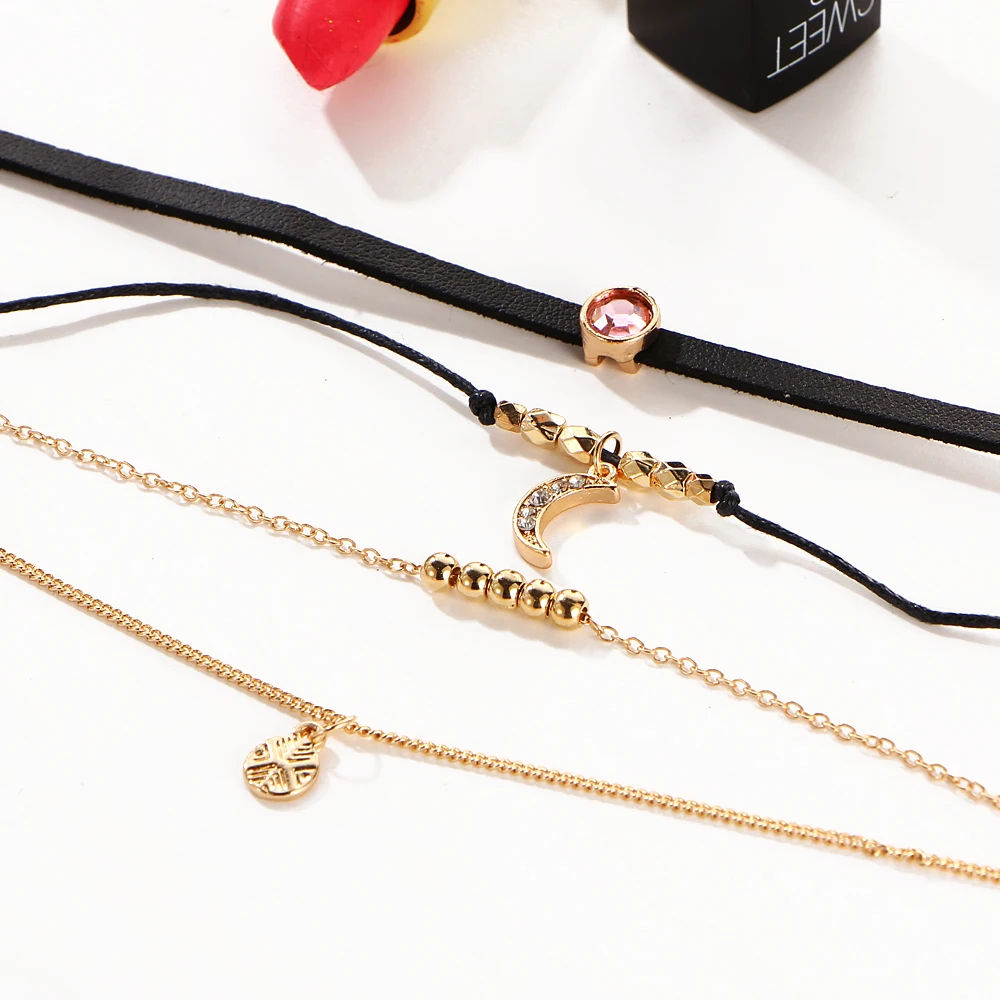 Женский кожаный браслет IF ME 4 шт./компл. с подвеской в виде монет розовыми