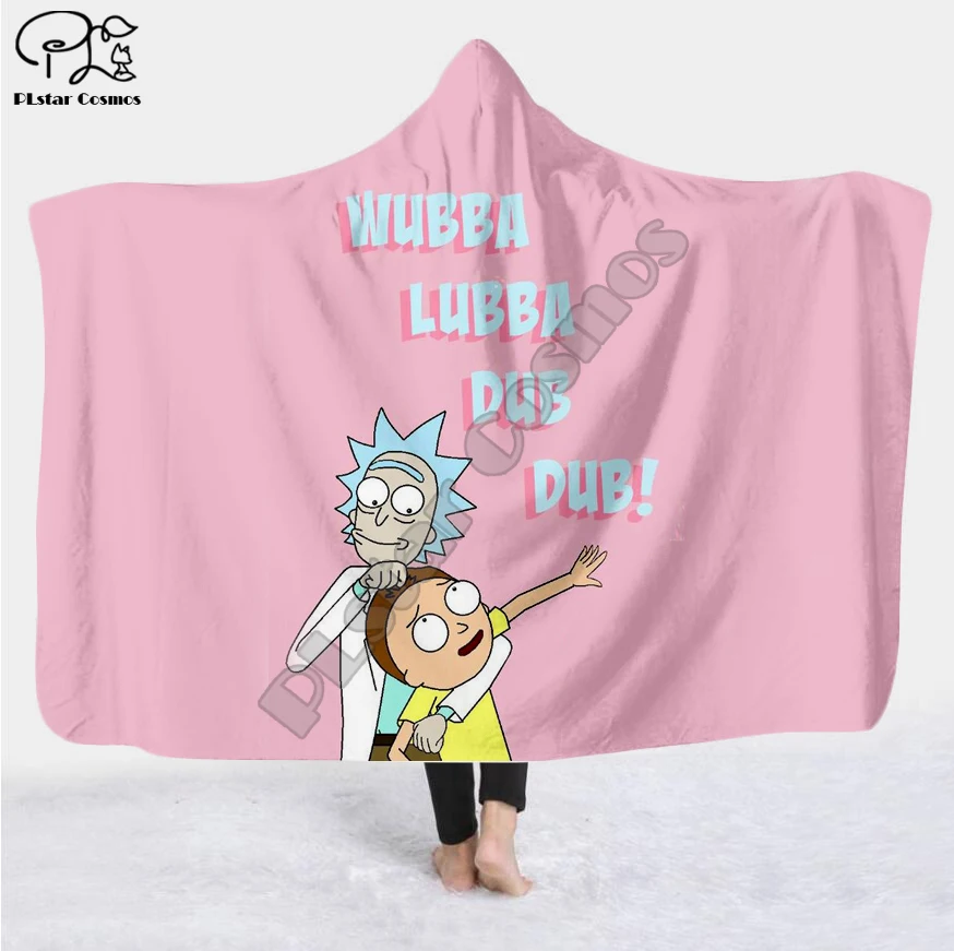 Рисунки с мультиками Rick And Morty одеяло с капюшоном 3D Полное печатное надеваемое покрывало взрослые мужчины женский кашемировый шарф стиль-11