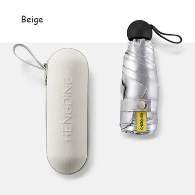 beige Мини Pocke зонтик для женщин серебряное покрытие супер легкий анти-УФ зонтик мужской путешествия бизнес зонтик падение температуры зонтик - Цвет: beige