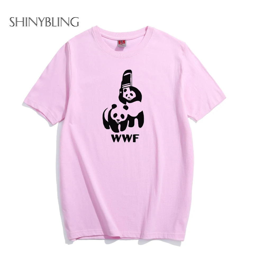 Shinybling Футболки для женщин Для смешно пародия знак панда WWF Дизайн из 100% хлопка с