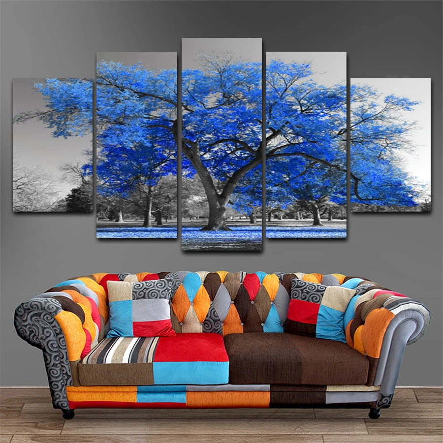 Op de muur HD Печать olieverf фильм modulaire foto постер с пейзажом вид комнаты декор woondecoratie 5 шт.