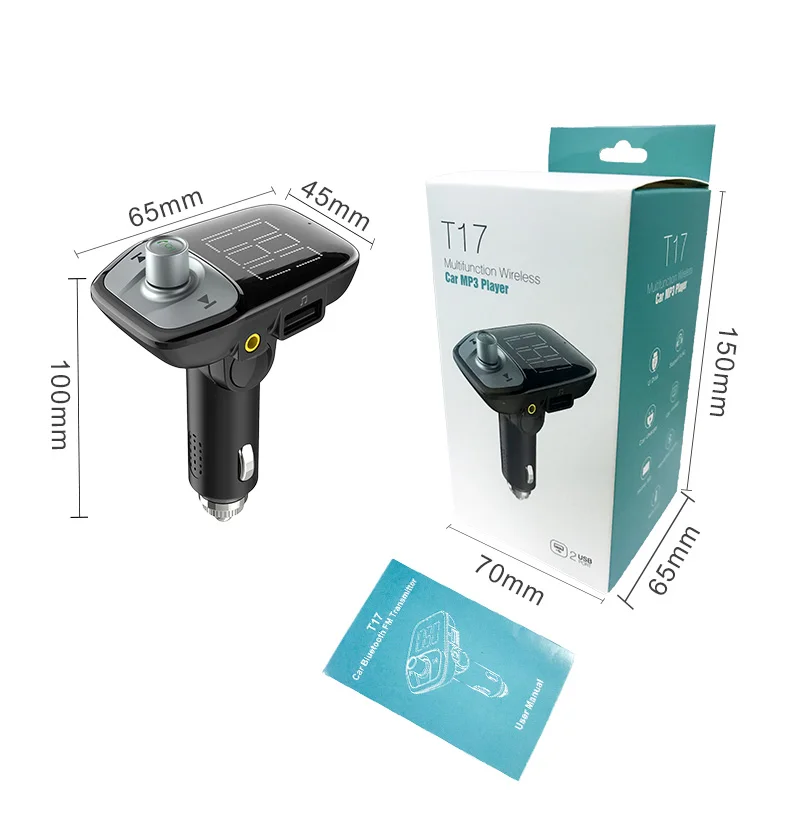 Автомобильный комплект громкой связи с Bluetooth, fm-передатчик, Bluetooth, Автомобильный MP3-плеер, прикуриватель, двойной USB, автомобильное зарядное устройство